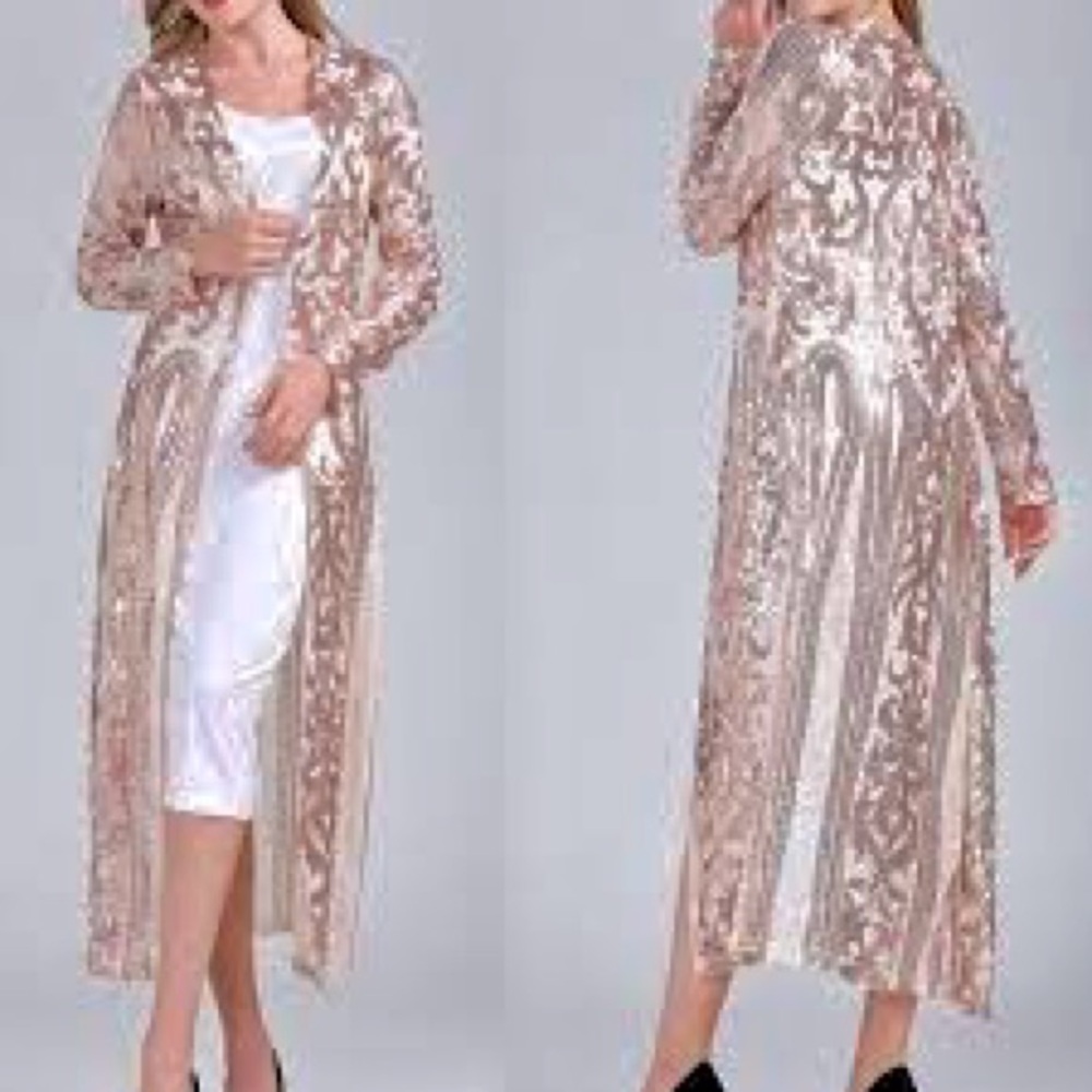 Elegant Sequin Long Jacket
